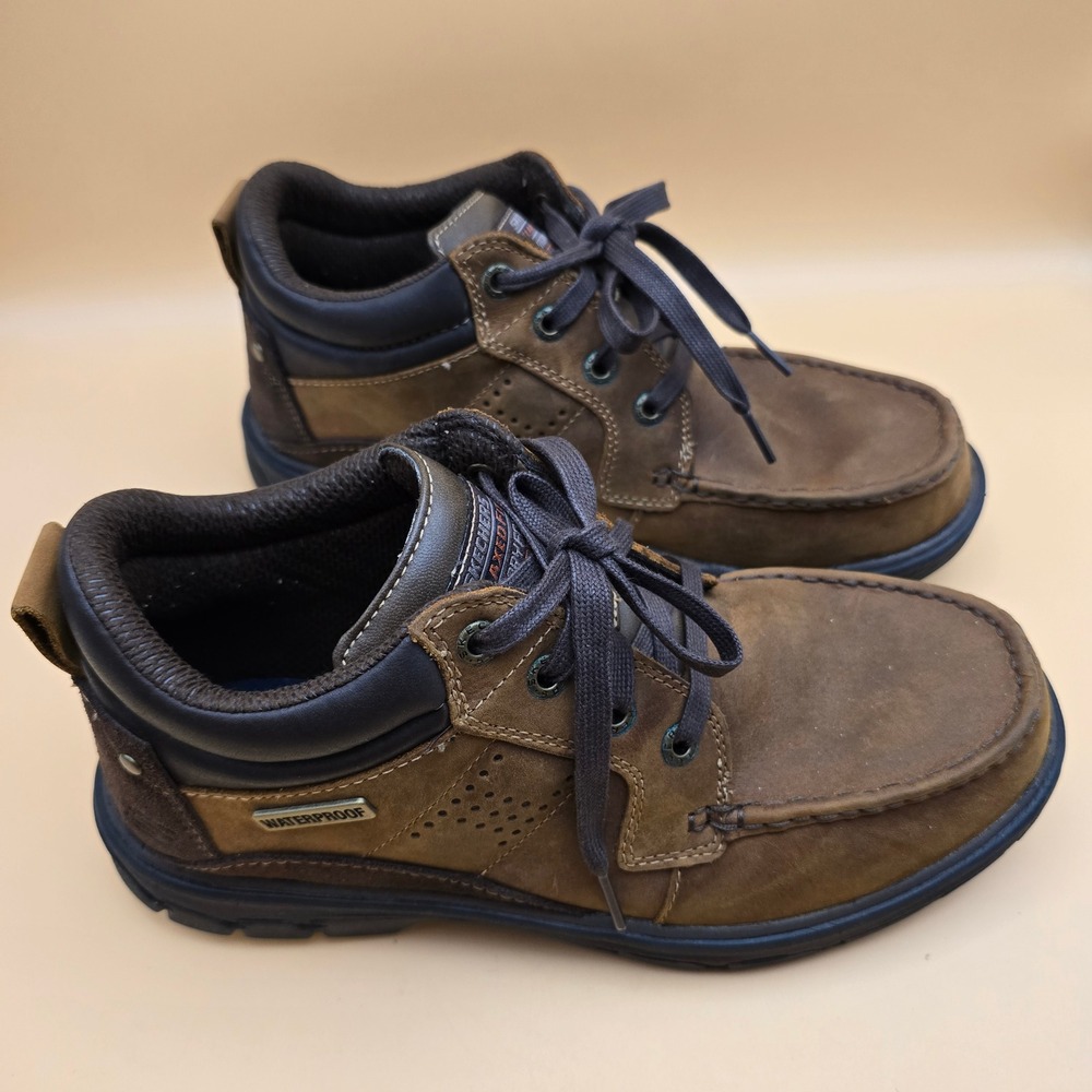 Skechers Relaxed Fit Segment Melego Waterproof Leather Boots Brown 64522 Mens 8